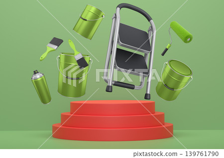 Abstract scene or podium for product showcase on monochrome background. Abstract scene or podium for product showcase on monochrome background. 139761790