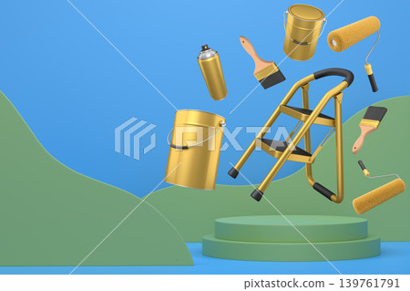 Abstract scene or podium for product showcase on monochrome background. 139761791