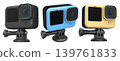 Set of compact action cameras, isolated on white background, concept of tech variety 139761833