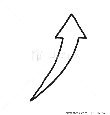 Hand-drawn style upward-curving arrow 139761879