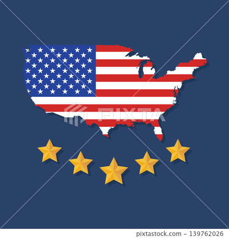 American flag on USA map with stars. American flag on USA map with stars. 139762026