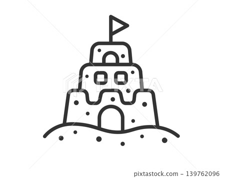 沙堡圖示（線條畫）插圖 139762096