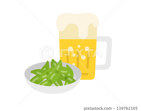 毛豆和生啤酒圖示插圖 毛豆和生啤酒圖示插圖 139762105