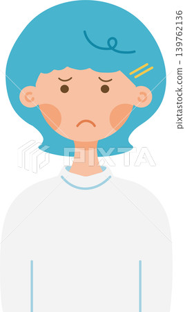 A grumpy girl with light blue hair 139762136