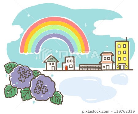 雨後天空出現彩虹。 雨後天空出現彩虹。 139762339