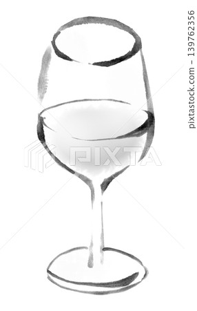 Ink painting illustration, handwritten, glass of wine Ink painting illustration, handwritten, glass of wine 139762356