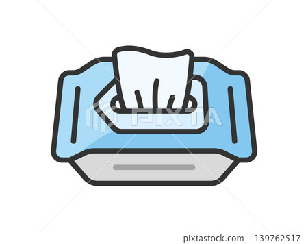 An illustration of an icon of a sweat-wiping sheet (line drawing, color) that has been taken out. An illustration of an icon of a sweat-wiping sheet (line drawing, color) that has been taken out. 139762517