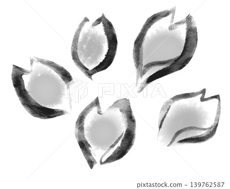水墨插畫，手繪，櫻花花瓣 139762587