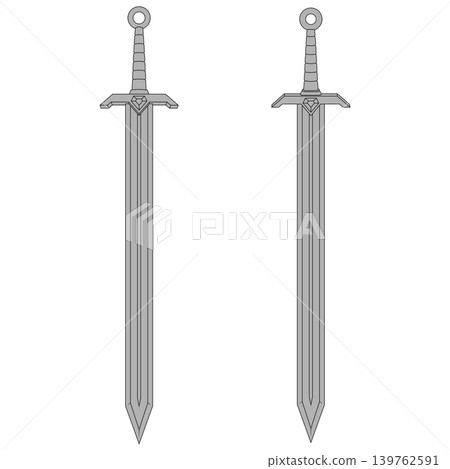 Medieval sword gray with thick stroke Medieval sword gray with thick stroke 139762591