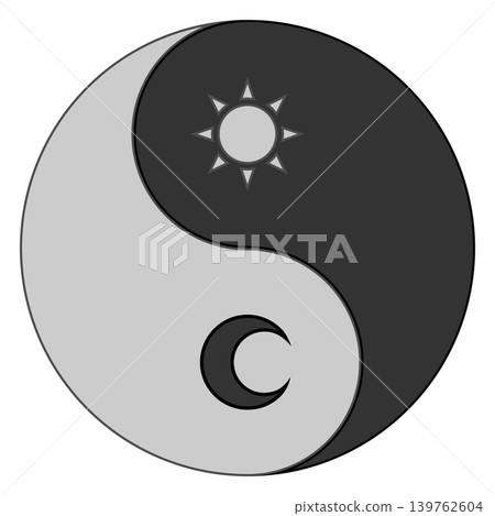 Yin Yang Sun and Moon grayscale Yin Yang Sun and Moon grayscale 139762604