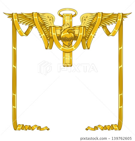 Sacred Heart Cross Golden Style Sacred Heart Cross Golden Style 139762605