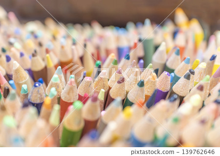 An overhead shot of a large number of brightly colored pencils. An overhead shot of a large number of brightly colored pencils. 139762646
