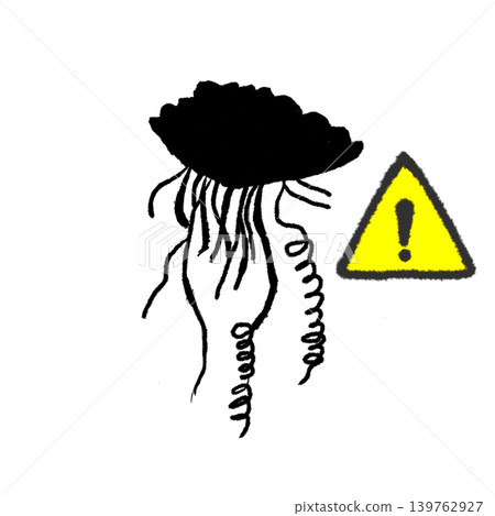 Illustration of a warning sign for the Portuguese man-of-war (Yellow Triangle) Illustration of a warning sign for the Portuguese man-of-war (Yellow Triangle) 139762927