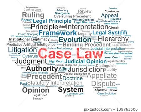 Case Law Word Cloud. Visual Overview of Judicial Precedents and Court Interpretations Case Law Word Cloud. Visual Overview of Judicial Precedents and Court Interpretations 139763506