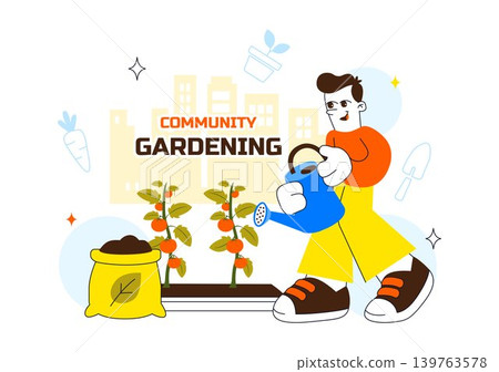 Community Gardening Vector Illustration Featuring Urban Farming, People Planting Together, Sustainable Green Lifestyle and Neighborhood Garden Design Community Gardening Vector Illustration Featuring Urban Farming, People Planting Together, Sustainable Green Lifestyle and Neighborhood Garden Design 139763578