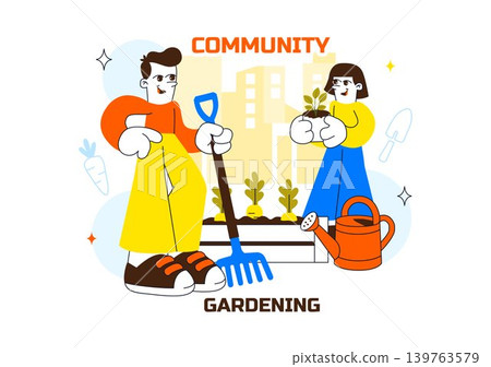 Community Gardening Vector Illustration Featuring Urban Farming, People Planting Together, Sustainable Green Lifestyle and Neighborhood Garden Design Community Gardening Vector Illustration Featuring Urban Farming, People Planting Together, Sustainable Green Lifestyle and Neighborhood Garden Design 139763579