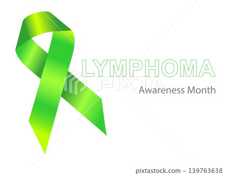 Lymphoma Awareness Month. Lime Green ribbon symbol of Lymphoma. Lime Green ribbon, Lymphoma awareness symbol. Lime green gradient ribbon on white background. Lymphoma Awareness Month. Lime Green ribbon symbol of Lymphoma. Lime Green ribbon, Lymphoma awareness symbol. Lime green gradient ribbon on white background. 139763638