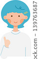 A girl with light blue hair striking a thumbs-up. 139763687