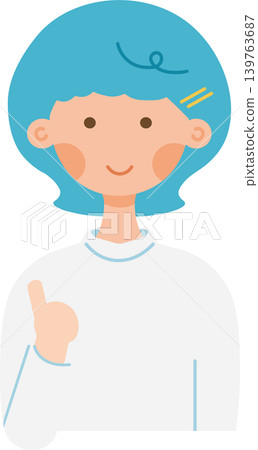 一個有著淺藍色頭髮的女孩豎起了大拇指。 139763687
