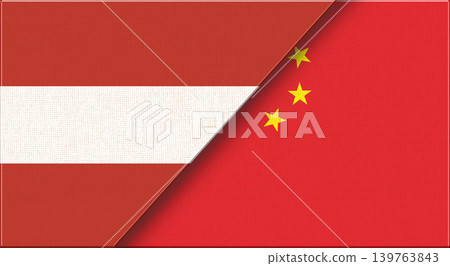 Flags of Austria and China. Austrian and Chinese National flags on Fabric Flags of Austria and China. Austrian and Chinese National flags on Fabric 139763843