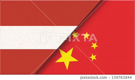 Flags of Austria and China. Austrian and Chinese National flags on Fabric Flags of Austria and China. Austrian and Chinese National flags on Fabric 139763844