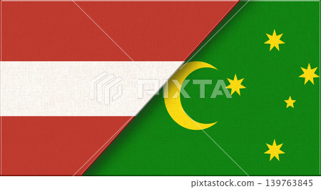 Flags of Austria and Cocos Islands. Austrian and Keeling Islands flags on Fabric 139763845