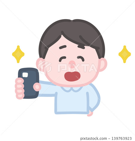 一名男子舉著他的智慧型手機 139763923
