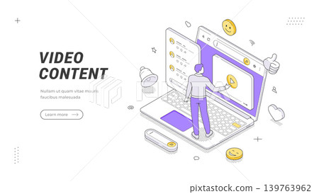 Video Content Creation Isometric Vector Illustration For Digital Marketing Banner And Web Template Video Content Creation Isometric Vector Illustration For Digital Marketing Banner And Web Template 139763962