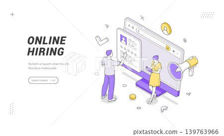 Online Hiring And Recruitment Isometric Vector Illustration For Human Resources Banner And Web Template Online Hiring And Recruitment Isometric Vector Illustration For Human Resources Banner And Web Template 139763966