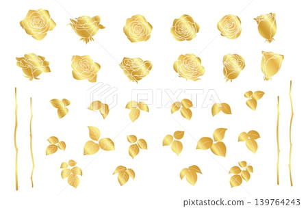 一套金色玫瑰剪影插畫素材 一套金色玫瑰剪影插畫素材 139764243