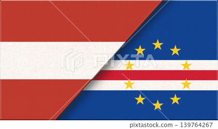 Flags of Austria and Cabo Verde.Austrian and Cape Verde National flags on Fabric Flags of Austria and Cabo Verde.Austrian and Cape Verde National flags on Fabric 139764267