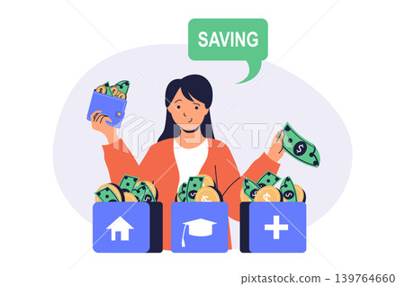 Financial literacy web concept with flat cartoon people for website design. Financial literacy web concept with flat cartoon people for website design. 139764660