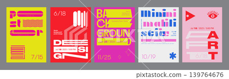 Abstract cover typography template. Posters layouts with bright visual contrast compositions with dynamic text effects and minimalist symbols. Modern banners set in retro design. Vector illustration. Abstract cover typography template. Posters layouts with bright visual contrast compositions with dynamic text effects and minimalist symbols. Modern banners set in retro design. Vector illustration. 139764676