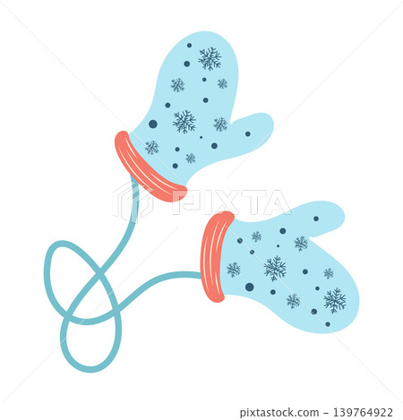 Christmas mittens in flat design. Winter warm knitted gloves with snowflakes. Vector illustration isolated. Christmas mittens in flat design. Winter warm knitted gloves with snowflakes. Vector illustration isolated. 139764922