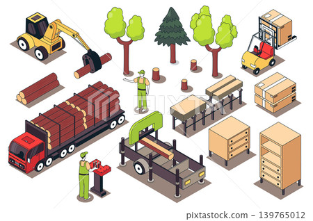 Furniture Manufacture Isometric Elements 139765012