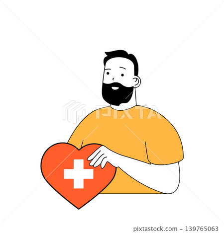Fitness concept with cartoon people in flat design for web. Man doing cardio exercises and aerobic training for healthy heart and body. Vector illustration for social media banner, marketing material. Fitness concept with cartoon people in flat design for web. Man doing cardio exercises and aerobic training for healthy heart and body. Vector illustration for social media banner, marketing material. 139765063