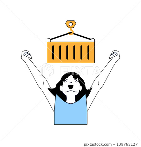 Delivery concept with cartoon people in flat design for web. Woman works at global logistic company with freight shipment in container. Vector illustration for social media banner, marketing material. Delivery concept with cartoon people in flat design for web. Woman works at global logistic company with freight shipment in container. Vector illustration for social media banner, marketing material. 139765127