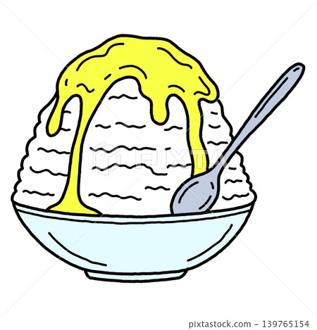 Shaved ice of lemon syrup 139765154