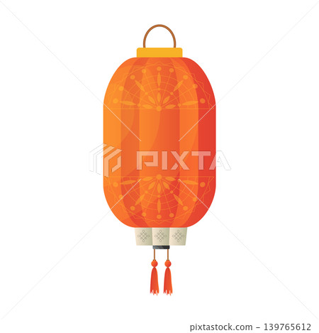 Chinese lantern in flat design. Red paper lamp for asian holiday festival. Vector illustration isolated. Chinese lantern in flat design. Red paper lamp for asian holiday festival. Vector illustration isolated. 139765612