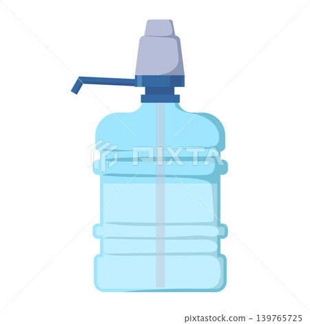 Pump water cooler in big bottle in flat design. Drink large canister. Vector illustration isolated. Pump water cooler in big bottle in flat design. Drink large canister. Vector illustration isolated. 139765725