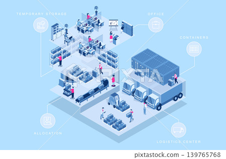 Warehouse Logistics Isometric Concept Warehouse Logistics Isometric Concept 139765768