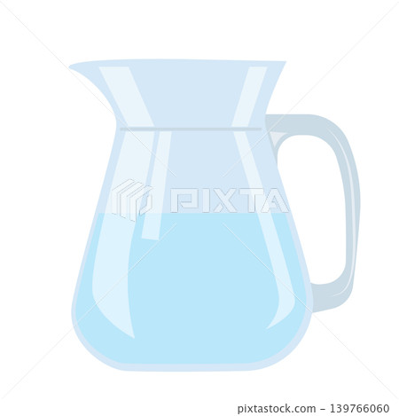 Water in glass jar in flat design. Clear and fresh drink in pitcher. Vector illustration isolated. Water in glass jar in flat design. Clear and fresh drink in pitcher. Vector illustration isolated. 139766060
