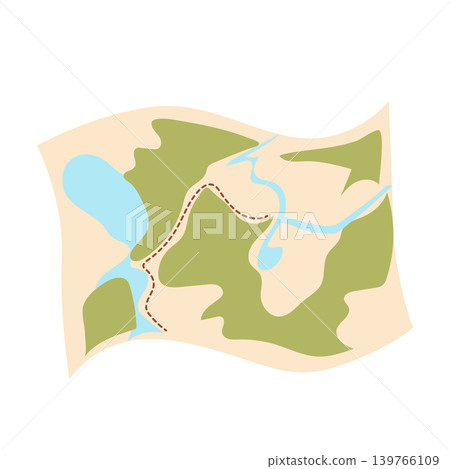 Hiking map in flat design. Cartography navigation at camping journey. Vector illustration isolated. Hiking map in flat design. Cartography navigation at camping journey. Vector illustration isolated. 139766109