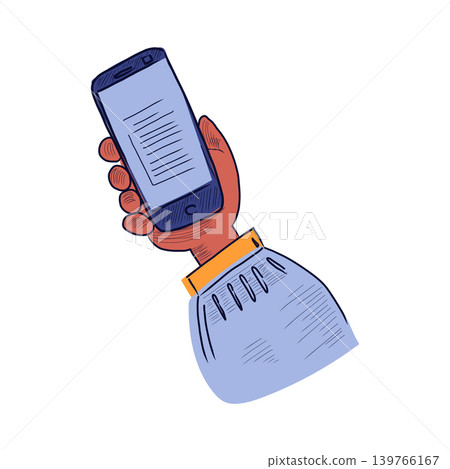 Podcast app in flat design. Listener hand holding mobile phone with application. Vector illustration isolated. Podcast app in flat design. Listener hand holding mobile phone with application. Vector illustration isolated. 139766167