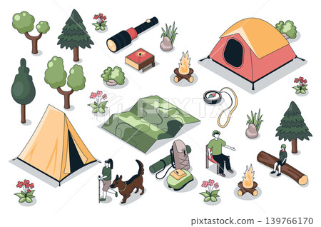 Hiking Isometric Elements Hiking Isometric Elements 139766170