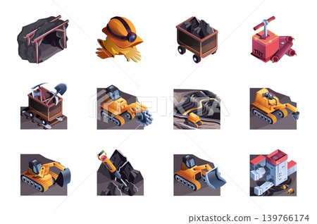 Minery Mine Isometric Icons Minery Mine Isometric Icons 139766174