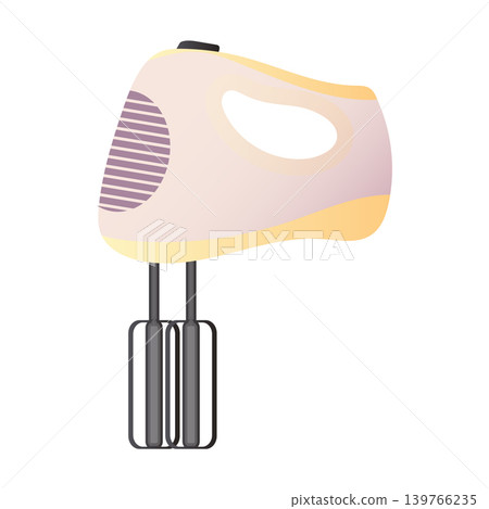 Kitchen hand mixer in flat design. Household electronic appliance, cooking tool. Vector illustration isolated. 139766235