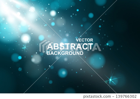 Abstract background with glowing beam with glitter particles, blue star dust shine and defocused bokeh on dark backdrop. Wallpaper with illuminated sparks effect at winter night. Vector illustration Abstract background with glowing beam with glitter particles, blue star dust shine and defocused bokeh on dark backdrop. Wallpaper with illuminated sparks effect at winter night. Vector illustration 139766302