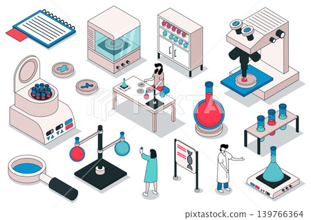 Science Lab Isometric Elements Science Lab Isometric Elements 139766364