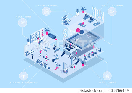 Fitness Gym Isometric Concept Fitness Gym Isometric Concept 139766459